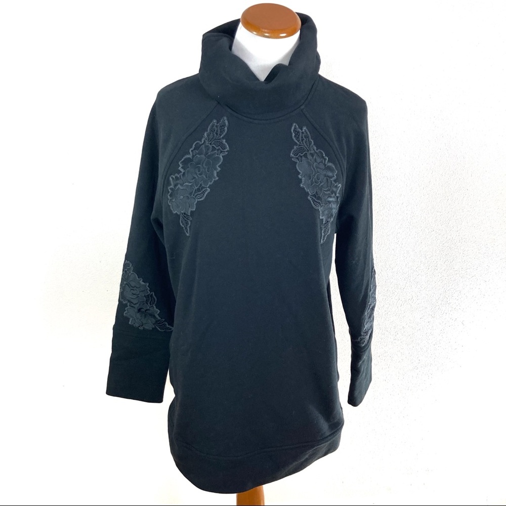 Lululemon Embroidered To You Tunic Black Sweatshirt‎ Womens Sz 12 NWOT